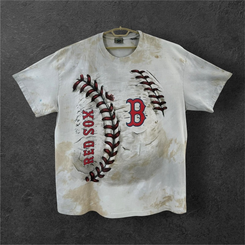 Boston Red Sox Shirt Mens 3XL Liquid Blue Baseball Graphic Tee Beige MLB‎